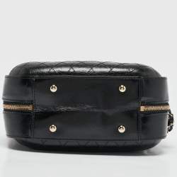 Chanel Black Quilted Leather CC Vanity Case Top Handle Bag