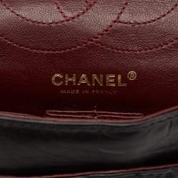 Pre Owned Chanel Black Quilted Aged Leather Reissue 2.55 Pearl Embellished Classic 225 Flap Bag