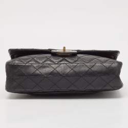 Pre Owned Chanel Black Quilted Aged Leather Reissue 2.55 Pearl Embellished Classic 225 Flap Bag