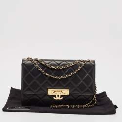 Chanel Black Quilted Leather Medium Golden Classic Flap Bag