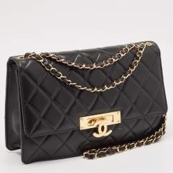 Chanel Black Quilted Leather Medium Golden Classic Flap Bag