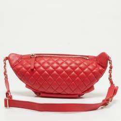 Chanel Red Quilted Leather Waist Bag