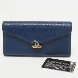 Chanel Blue Caviar Leather Half Moon Continental Wallet