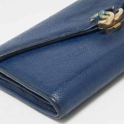 Chanel Blue Caviar Leather Half Moon Continental Wallet
