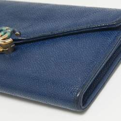 Chanel Blue Caviar Leather Half Moon Continental Wallet