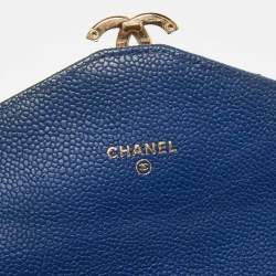 Chanel Blue Caviar Leather Half Moon Continental Wallet
