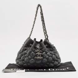 Pre Owned Chanel Grey Leather Stravinsky Bucket Bag