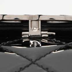 Pre Owned Chanel Black Quilted Patent Leather Double Compartment Flap Bag