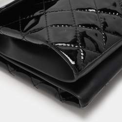 Pre Owned Chanel Black Quilted Patent Leather Double Compartment Flap Bag