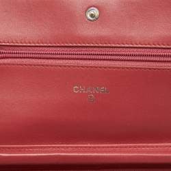 Chanel Coral Pink Quilted Leather Boy Flap Wallet On Chain
