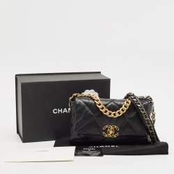 Pre Owned Chanel Black Quilted Leather Small 19 Flap Bag
