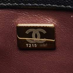 Pre Owned Chanel Black/Burgundy Quilted Caviar and Lizard Embossed Leather Small Coco Top Handle Bag