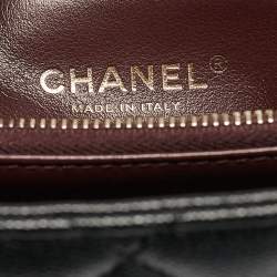 Pre Owned Chanel Black/Burgundy Quilted Caviar and Lizard Embossed Leather Small Coco Top Handle Bag