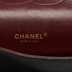 Pre Owned Chanel Black Quilted Caviar Leather Maxi Classic Double Flap Bag