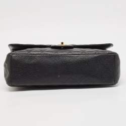 Pre Owned Chanel Black Quilted Caviar Leather Maxi Classic Double Flap Bag
