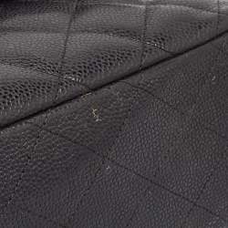 Pre Owned Chanel Black Quilted Caviar Leather Maxi Classic Double Flap Bag