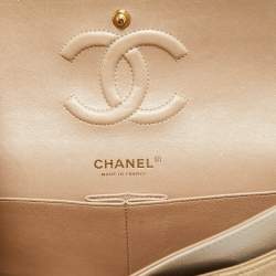 Pre Owned Chanel Gold Ombre Quilted Leather Medium Classic Double Flap Bag