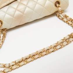 Pre Owned Chanel Gold Ombre Quilted Leather Medium Classic Double Flap Bag