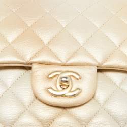 Pre Owned Chanel Gold Ombre Quilted Leather Medium Classic Double Flap Bag