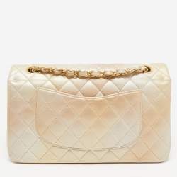 Pre Owned Chanel Gold Ombre Quilted Leather Medium Classic Double Flap Bag