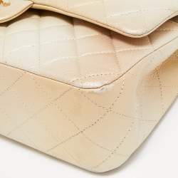 Pre Owned Chanel Gold Ombre Quilted Leather Medium Classic Double Flap Bag
