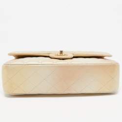 Pre Owned Chanel Gold Ombre Quilted Leather Medium Classic Double Flap Bag