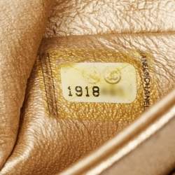 Pre Owned Chanel Gold Stitched Quilted Leather Jumbo Classic Double Flap Bag