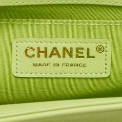 Pre Owned Chanel Light Green Quilted Leather Medium Boy Flap Bag