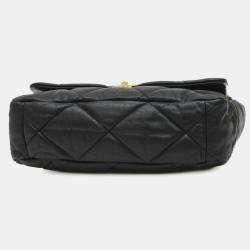 Chanel Black Lambskin Leather 19 Maxi Chain Shoulder Bag