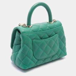 Chanel Green Calfskin Leather Coco Handle XXS Handbag