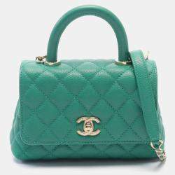 Chanel Green Calfskin Leather Coco Handle XXS Handbag