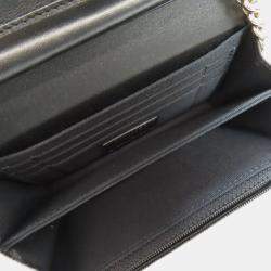 Chanel Black Caviar Leather Boy Chain Wallet