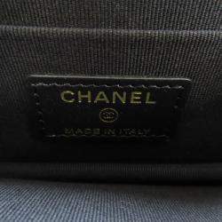 Chanel Black Caviar Leather Boy Chain Wallet
