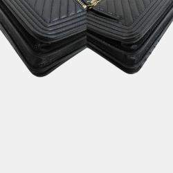 Chanel Black Caviar Leather Boy Chain Wallet