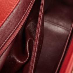 Pre Owned Chanel Red Quilted Caviar Leather Large Business Affinity Flap Bag 