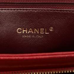 Pre Owned Chanel Red Quilted Caviar Leather Large Business Affinity Flap Bag 