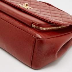 Pre Owned Chanel Red Quilted Caviar Leather Large Business Affinity Flap Bag 