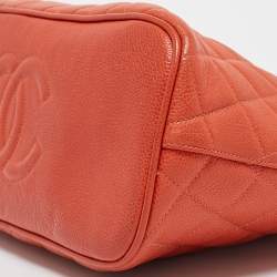 Chanel Orange Quilted Caviar Leather Dome Satchel