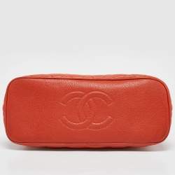 Chanel Orange Quilted Caviar Leather Dome Satchel