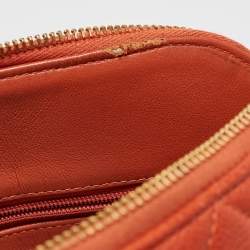 Chanel Orange Quilted Caviar Leather Dome Satchel