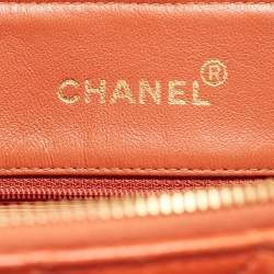 Chanel Orange Quilted Caviar Leather Dome Satchel