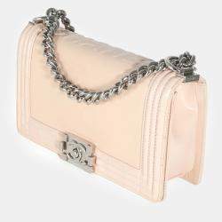 Pre Owned Chanel Beige Glazed Calfskin Old Medium Boy Bag