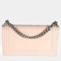 Pre Owned Chanel Beige Glazed Calfskin Old Medium Boy Bag