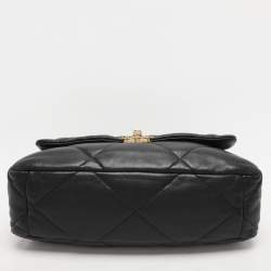Pre Owned Chanel Black Quilted Leather Large 19 Flap Bag