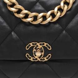 Pre Owned Chanel Black Quilted Leather Large 19 Flap Bag