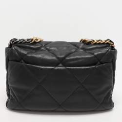 Pre Owned Chanel Black Quilted Leather Large 19 Flap Bag