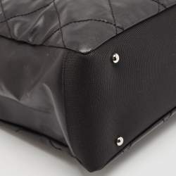 Pre Owned Chanel Black Quilted Coated Fabric Paris Biarritz Bag