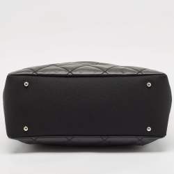 Pre Owned Chanel Black Quilted Coated Fabric Paris Biarritz Bag