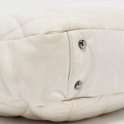 Pre Owned Chanel White Quilted Leather and Suede Portobello Tote