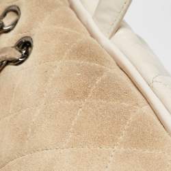 Pre Owned Chanel White Quilted Leather and Suede Portobello Tote